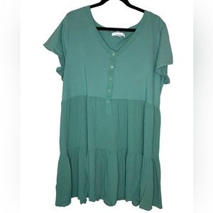Fourteenth Place Teal Tiered Short Sleeve Dress Size 2X
